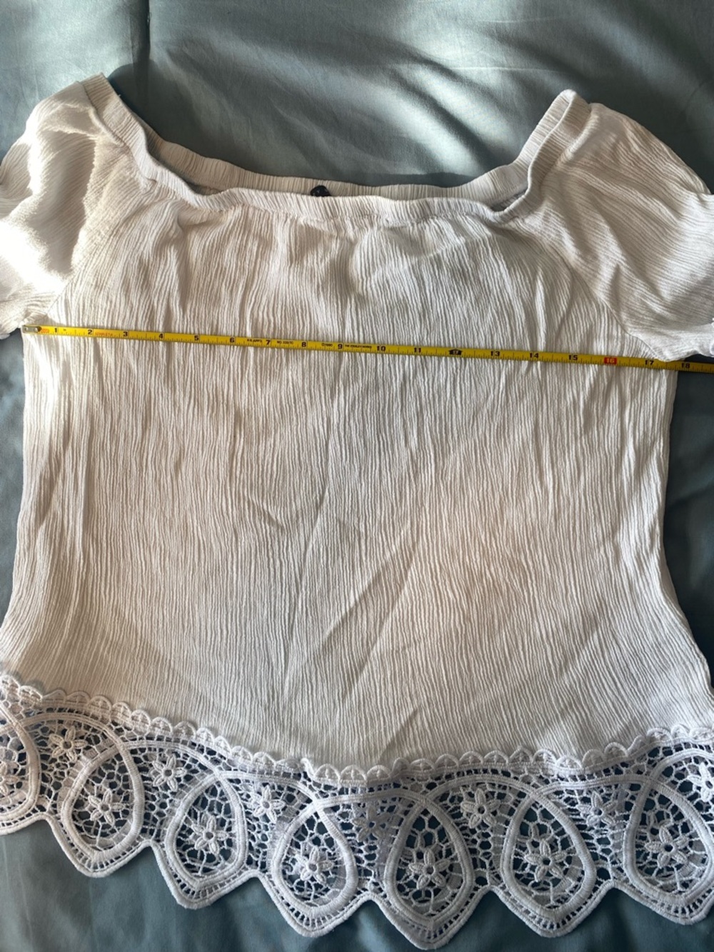 Suzy Shier White Off Shoulder Top Medium lace details Fairy Peasant Cottagecore - Picture 7 of 8